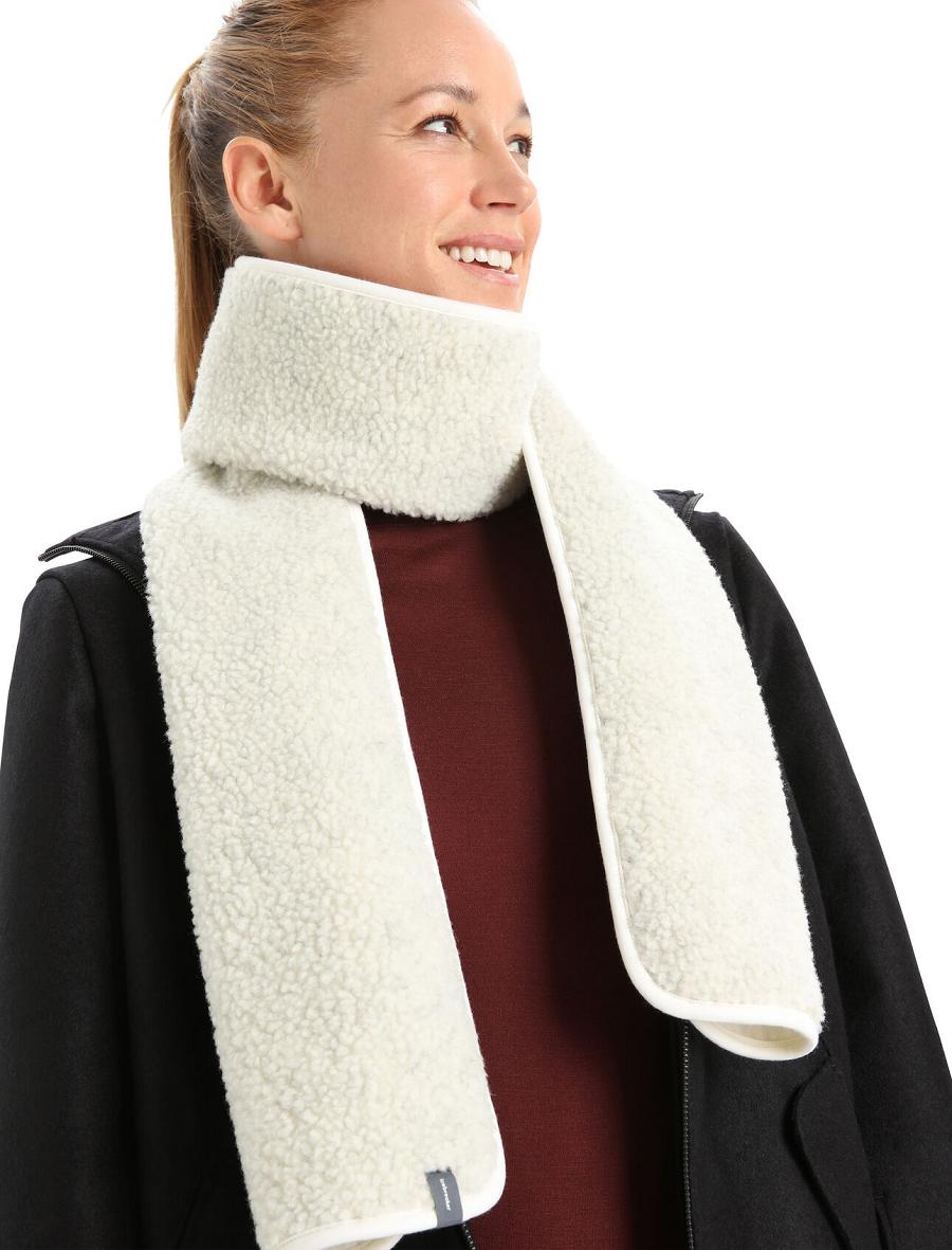 Ecru Heather Icebreaker Unisex RealFleece™ Merino High Pile Men's Scarves | AU 1065JPQJ